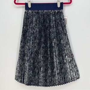 LuLaRoe Elegant Jill Small Navy and Silver Pleated Skirt Midi Elastic Waist NEW